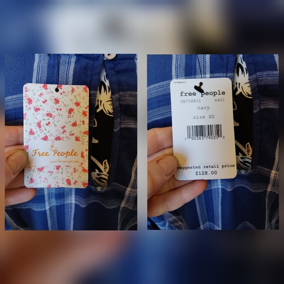 Free People darling Diana blur and whote pace top in Navy (XS) 💙❤️ - Picture 17 of 17